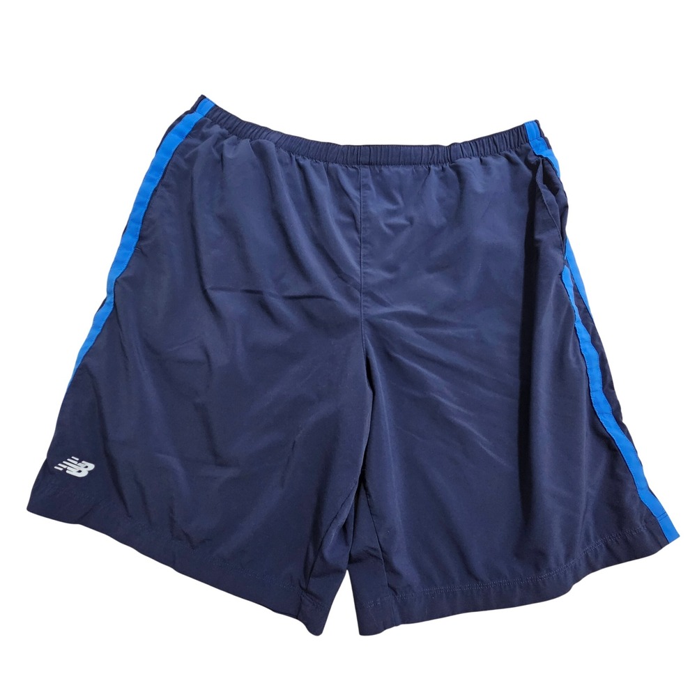 New Balance Running Shorts Mens XL Navy Blue Striped Athletic MRS8107